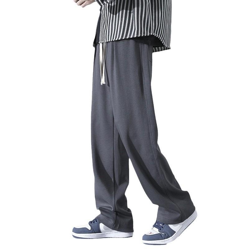 Men's spring and autumn new loose straight casual pants men's drape wide legs