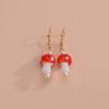 Cute and Creative Red Mushroom Resin Pendant Earrings for Women Sweet Jewelry Gift Clothing Accessories