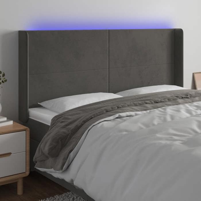 VidaXL LED Headboard Bedroom Furniture Double Bed Accessory Head of Bed Frame Interior Dark Grey 3123823