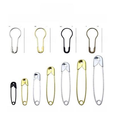 Iron Copper Stainless Steel Safety Pin - Gourd Shaped, Gold/Silver/Black, Metal Clothing Tag Pin
