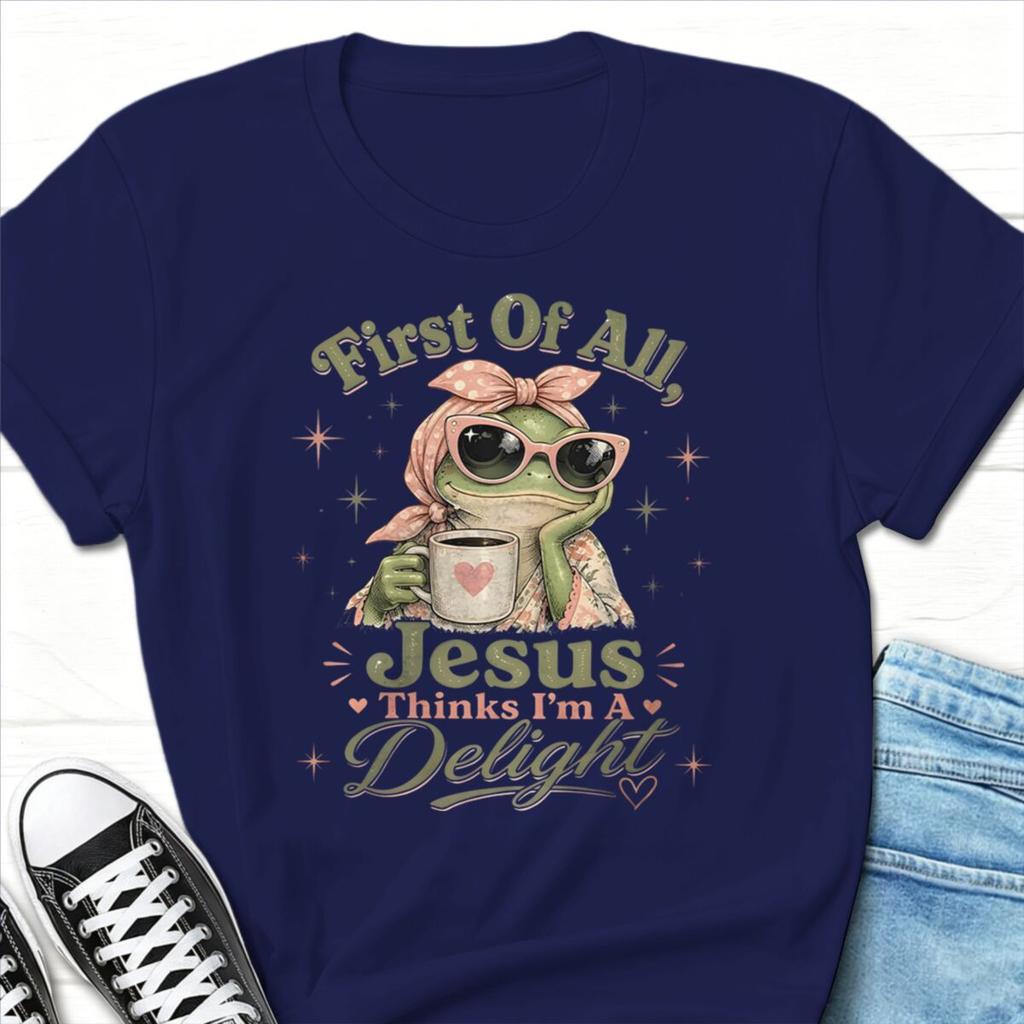 Frog Coffee Retro Tshirt Unisex Unisex First Of All Jesus Thinks Im A Delight Jesus Tshirts Funny Animal Christianity Tshirts
