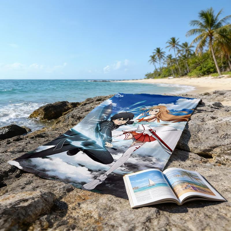 1pc Sword Art Online2 Beach Towel, Beach and Seaside Swimming Pool Equipment, Fashion Pattern, Rectangular, Travel Essentials