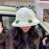 Cute Sweet Frog Eye Bucket Hat Female Parent-child Outdoor Travel Sunscreen Sun Hat Show Face Small Sunshade Basin Hat