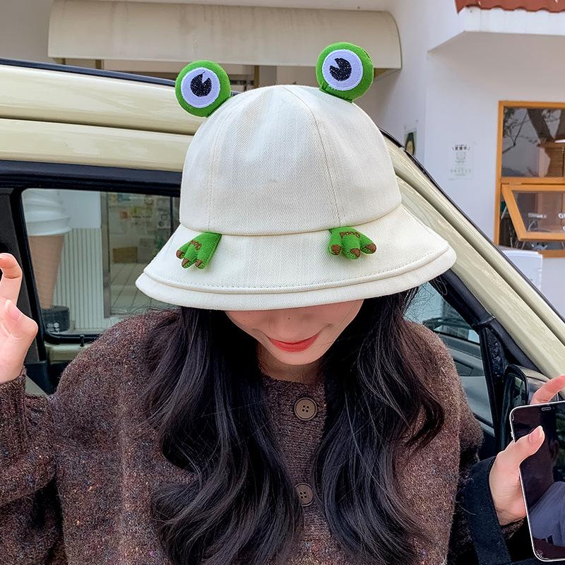 Cute and sweet frog-eye fisherman hat for women and children, suitable for outdoor trips, sun protection, makes the face look smaller, sun-shading