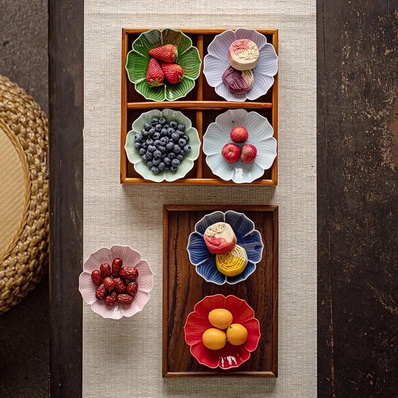 Chinese Ceramic Lotus High-Foot Fruit Plate