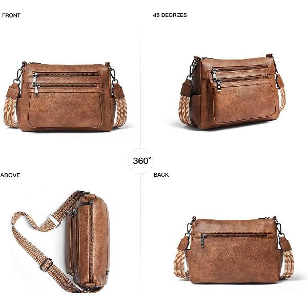 Bluome Crossbody Purses for Women, Medium Large Faux Leather Crossbody Bags Lightweight Sling Bag Shoulder Handbags