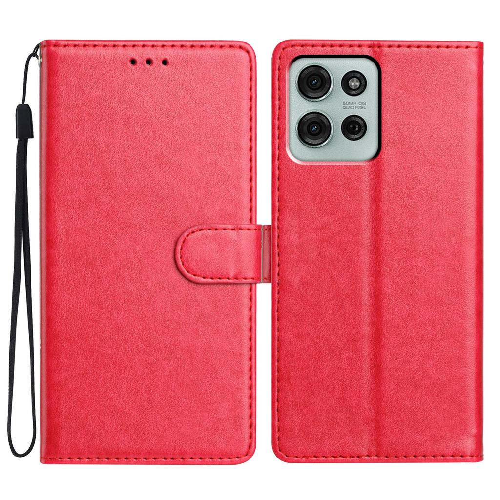 For Motorola Moto G75 5G Leather Case Wallet Stand Phone Cover with Handy Strap