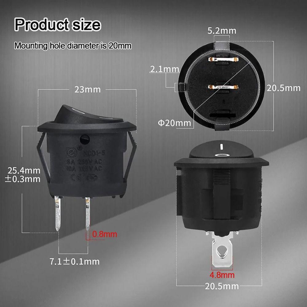 NEW High Quality 12V 24V Circular Switch Mini 20MM ON/OFF Switch 2 Pin Toggle Switch Round Rocker Switch RVs