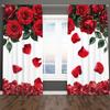 Red Rose Petal Curtains Floral Print Sheer Drapes Romantic Window Bedroom Living Room Made Of Polyester Area Treatment