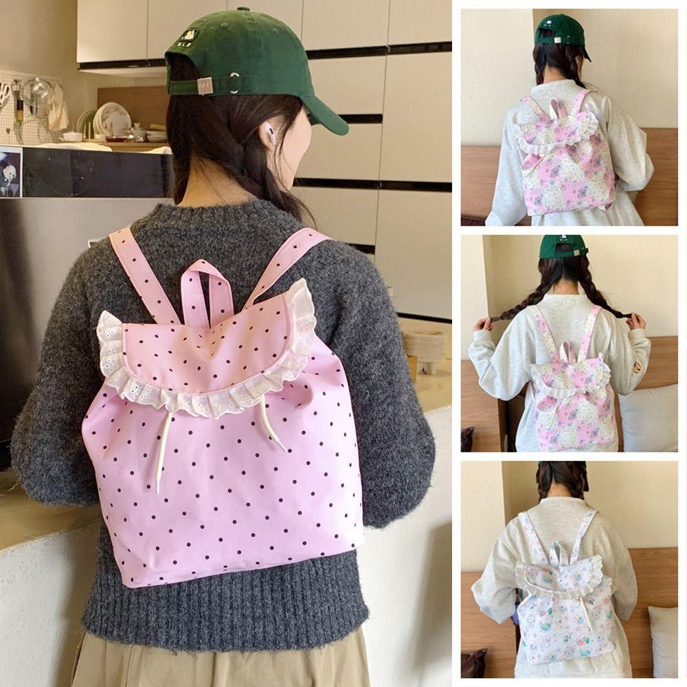

Kawaii Drawstring Backpack Outdoor Travel Schoolbag New Ruffles Backpack for Girls Style 3