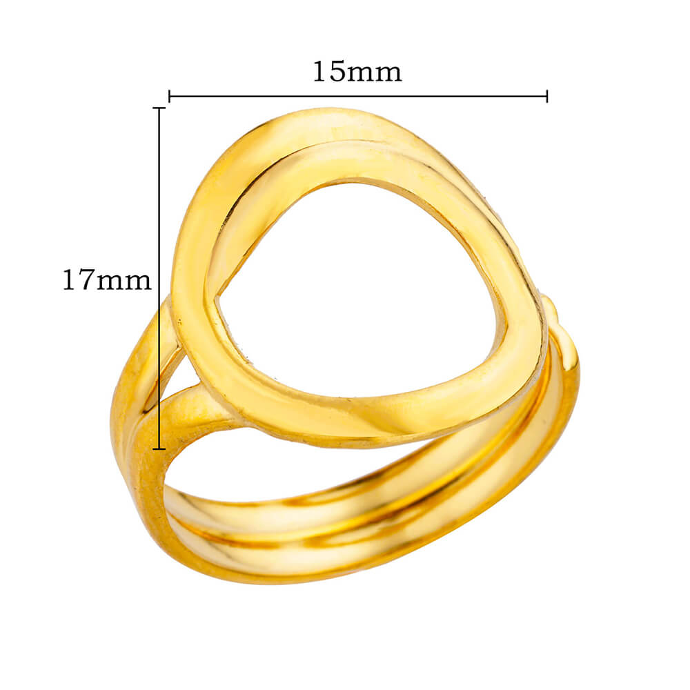 Round Hollow Rings For Women Gold Color Stainless Steel Hoop Open Rings Fashion personality Waterproof Metal Jewelry Accessories
