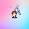 BTS Anime Cartoon & ARMY Bomb Double Acrylic Keychain, Bangtan Boys Cartoon Figure + Lightstick Charm Keyring, Kpop ARMY Fans Bag Pendant