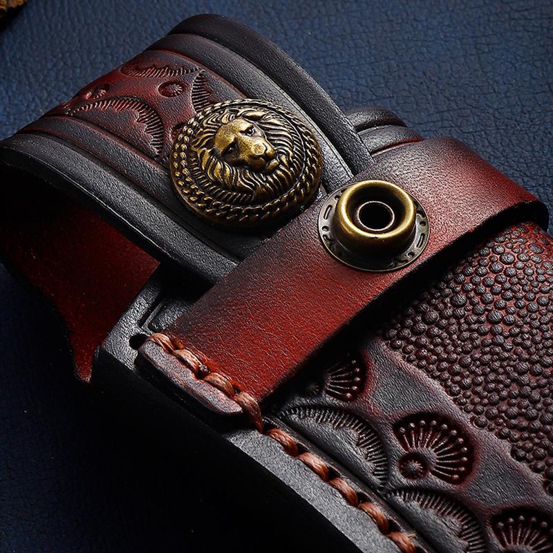 Top Grain Cowhide Leather Folding Knife Sheath Carved Leather Case Scabbard Tool Flashlight Belt Loop Case Hunt Camp Equipment
