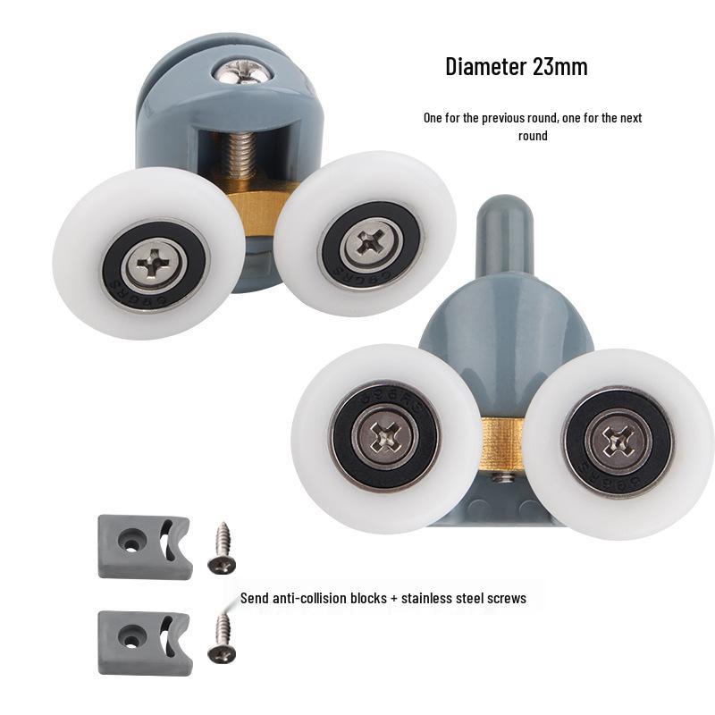 Vintage Glass Sliding Shower Door Double-Wheel Pulley Hardware Accessory Set