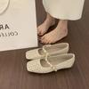 Versatile and Not Tired of Feet, One-word Buckle Strap, Square Head, Mary Jane Shoes, Fairy, Breathable, Hollowed Out, Flat-bottomed Ballet Single Sh
