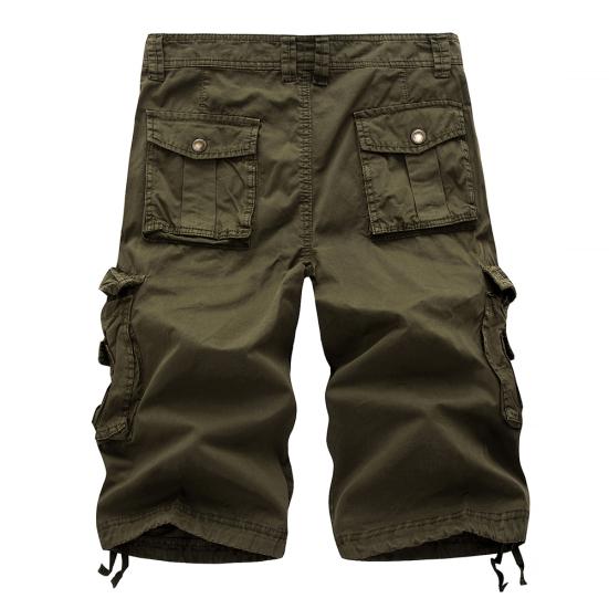 Casual Men's Solid Color Summer Multi-Pockets?Cargo Shorts Loose Fifth Pants