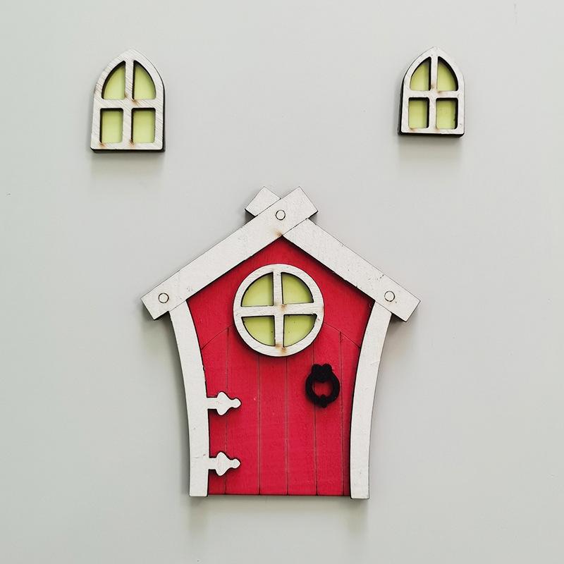 Luminous Garden Dollhouse Miniature Gnome Elf Figurines Window Door Furniture Household Scene Desktop Decor Gift for Children