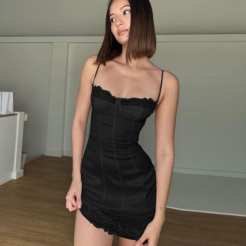 

Sexy Sling Dress Pure Desire Sexy Temperament Sheath Silk Black L