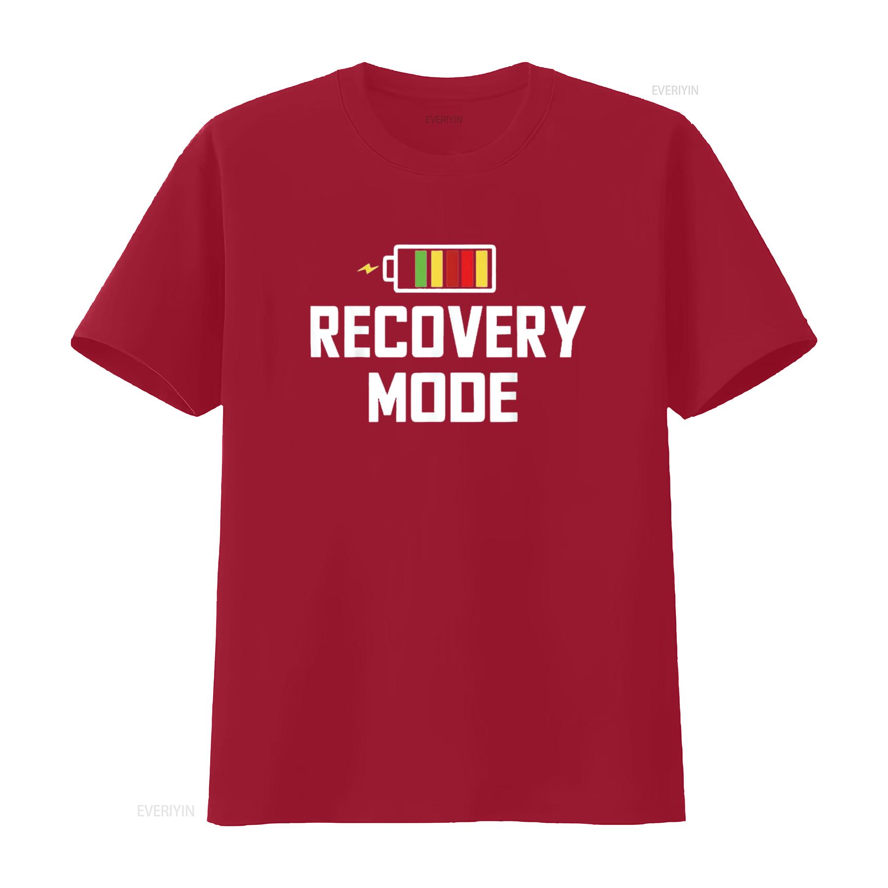 Mens Recovery Mode Get Well Funny Post Injury Surgery Rehab T Shirt Black vintage Washed homme Casual Soft Comfortable S