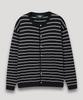 Nodu Block Stripe Round Knit Cardigan [Black]