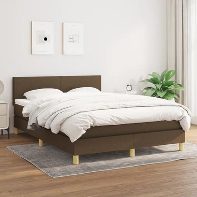 Vidaxl Continental Bed with Mattress, Brown, Fabric, 140X190 Cm
