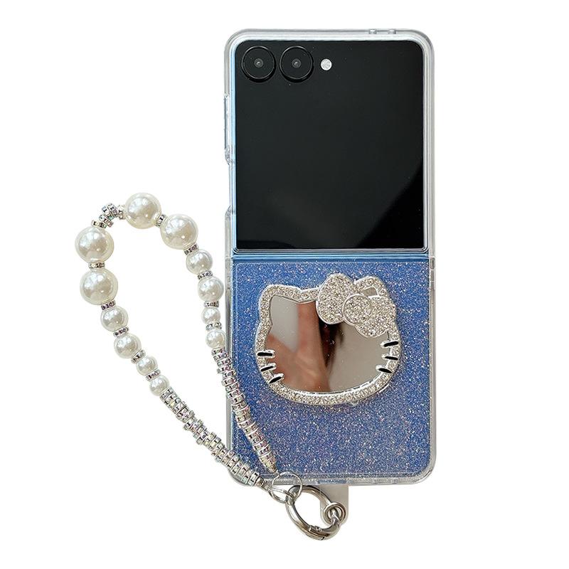 Bow Epoxy Mobile Phone Case Mirror For Samsung Zflip6 Flip Hard Case Fold7 Folding Screen Bracelet