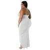 Plus Size Black Halter Deep V Neck Twist Front Ruched Split Bodycon Maxi Dress