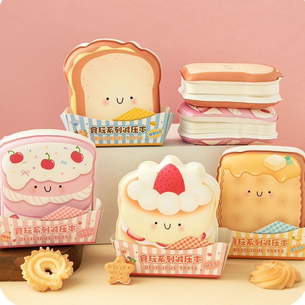 PU Cover Paper Memo Pad Cartoon Toast Squishy Notebook Mini Squeeze Diary Stationery Use