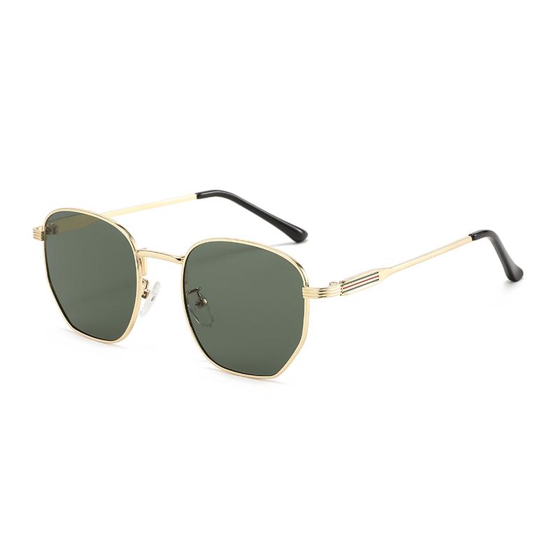 2025 Retro Polygon Metal Sunglasses Fashion UV400 Shades with Gold Frame for Outdoor Use Model 77600