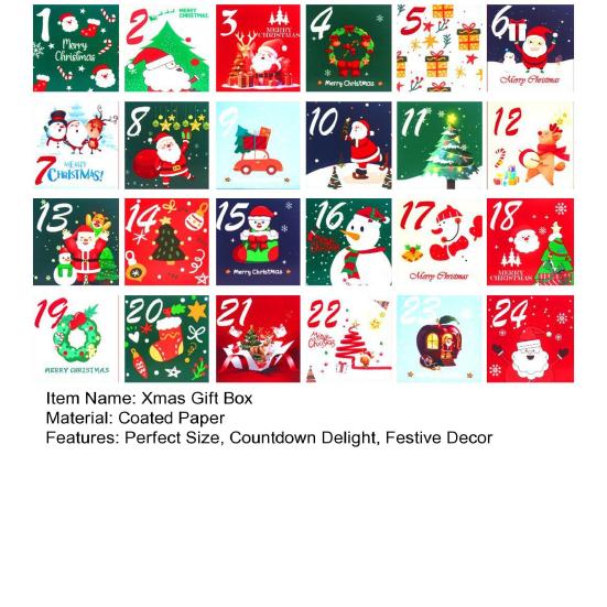 24Pcs Christmas Advent Calendar Boxes Cardboard Number Candy Boxes DIY 24 Days Countdown Gift Festive Decoration