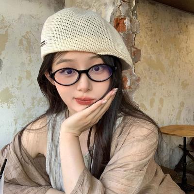 Vintage Geflochtener Hut Japanischer Stil Häkelmütze Niedrige Durchbrochene Baskenmütze Damen