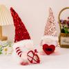 Valentine's Day Gnome Sequins Hat with Led Light Plushes Beard Doll Ornament for Elf Decoration New Year Holiday Gift