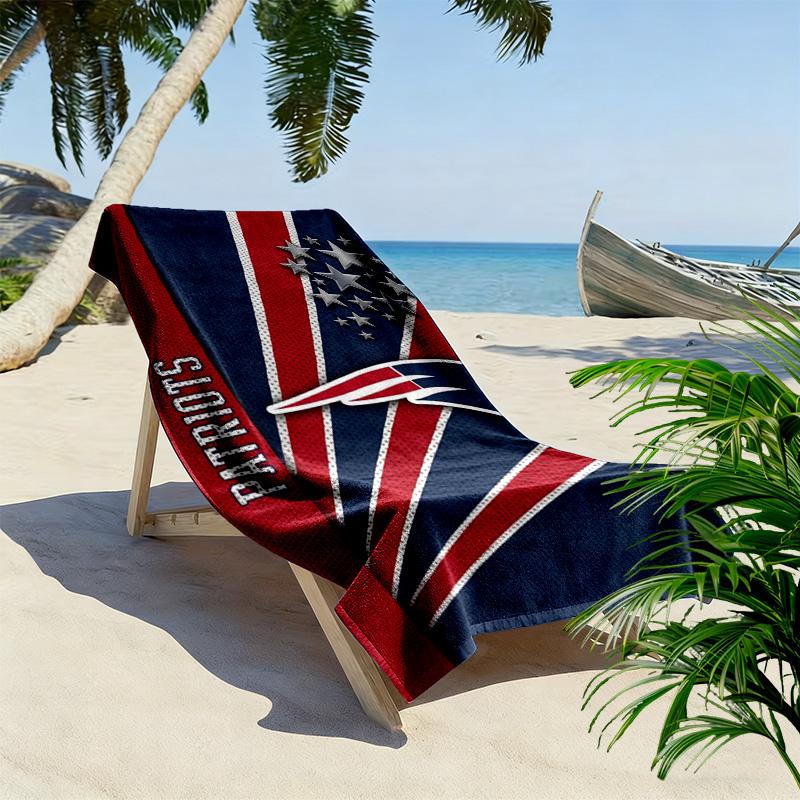 New England Patriots Logo Print Beach Towel, Large Soft Quick Dry Towel for Beach Camping Swimming