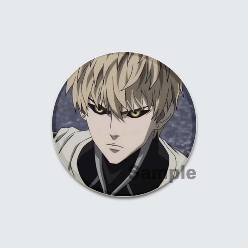 32/44/58mm Saitama Broche de Figura de Desenho Animado Redondo One Punch Man Anime Pins Cosplay Emblema Ornamento de Peito Bolsa Roupas Jóias Acessórios Presentes