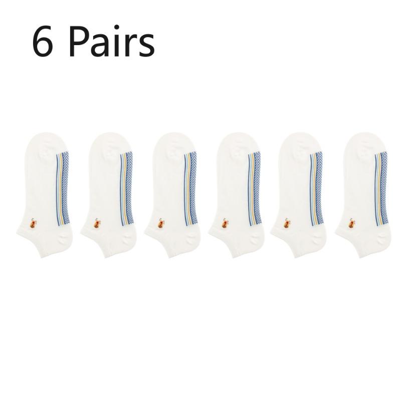 6 Pairs of Socks Men's Anti-odour, Sweat-absorbent, Non-shedding Invisible Socks Embroidered Cotton Socks Breathable Socks Summer Boat Socks