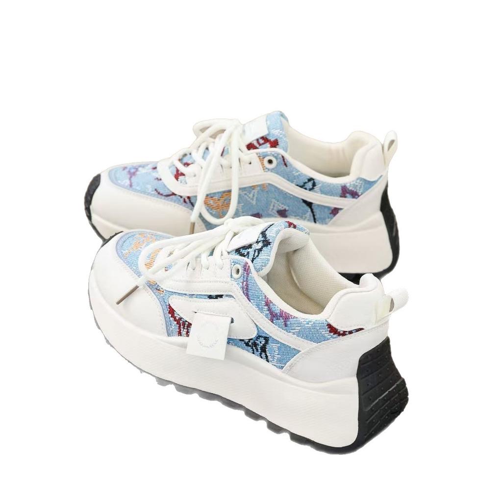 Fashion and lightweight little dad shoes women's 2025 spring new versatile lace-up muffin platform casual Forrest Gump shoes