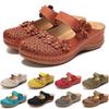 Women Summer Open Toe Floral Beach Walking Slip-on Sandals With Wedge Heel**