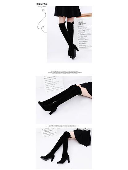 New European & American Over-the-Knee High Heel Boots – Thick Heels, Plus Sizes Available