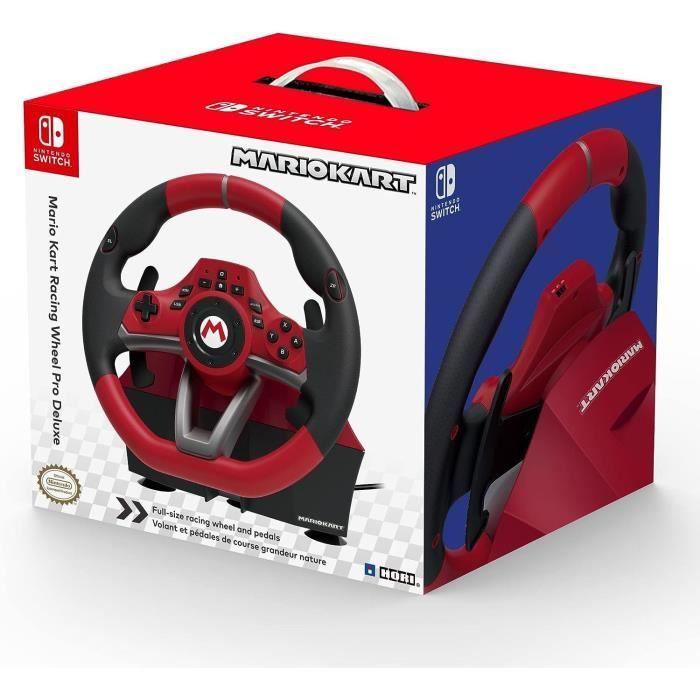 Volant de course mario kart racing wheel pro deluxe - hori - nintendo switch, pc - pédales - rouge