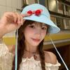 Cute Bow Cherry Quick Drying Bucket Hat Women's Summer Thin Versatile Breathable Striped Sunscreen Hat Basin Hat