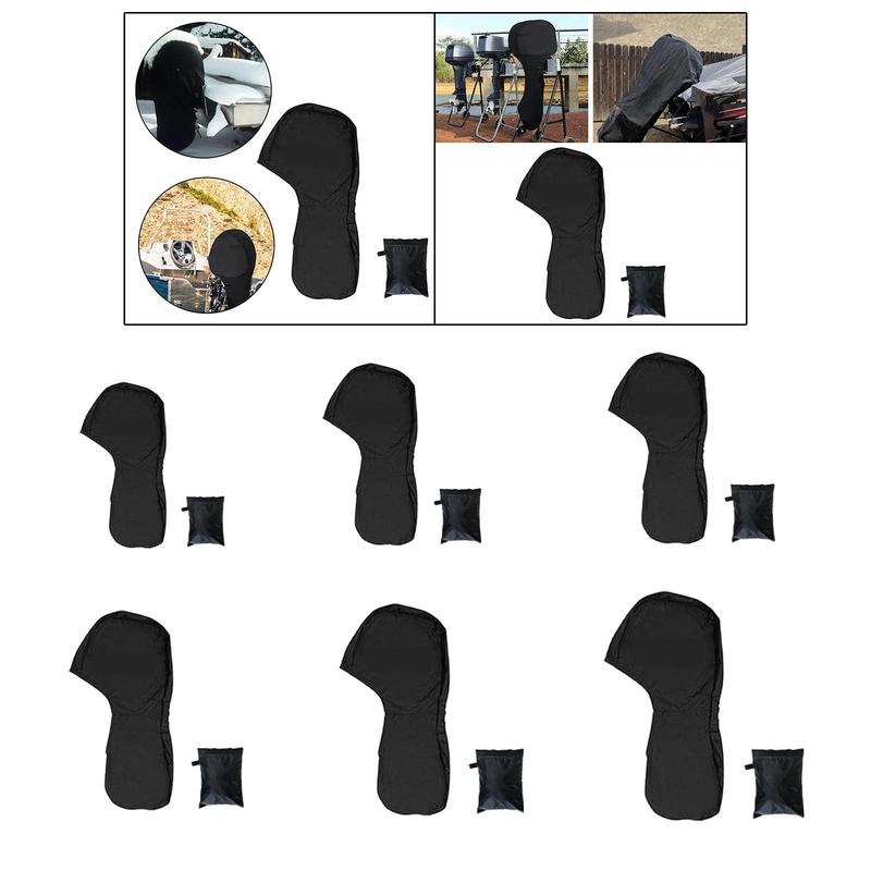 Boat Outboard Engine Cover Rainproof Easy to tall Black Adjustable Strap with Storage Bag Full Outboard Cover Protector