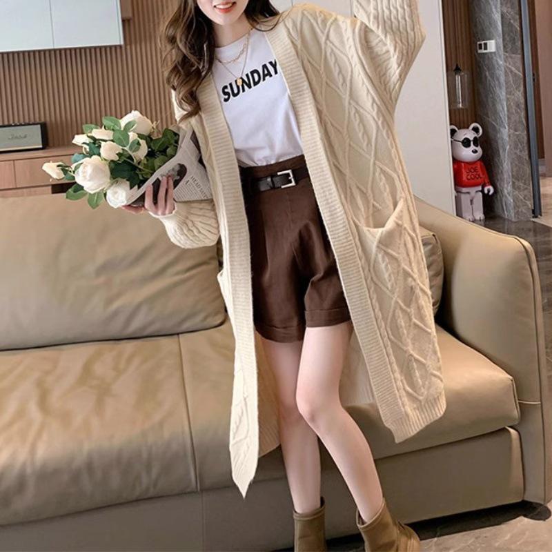 Plus Size Loose Knit Cardigan for Women - Korean Style Long Sweater Coat for Autumn/Winter