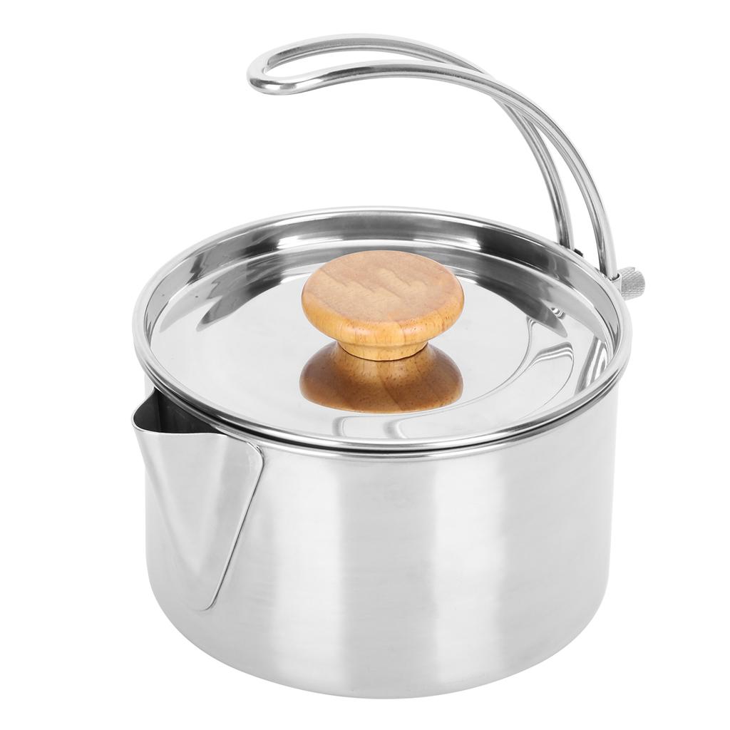 Edelstahlkessel, tragbarer faltbarer Kaffee-/Teekessel für Grillen im Freien, Camping-Picknick
