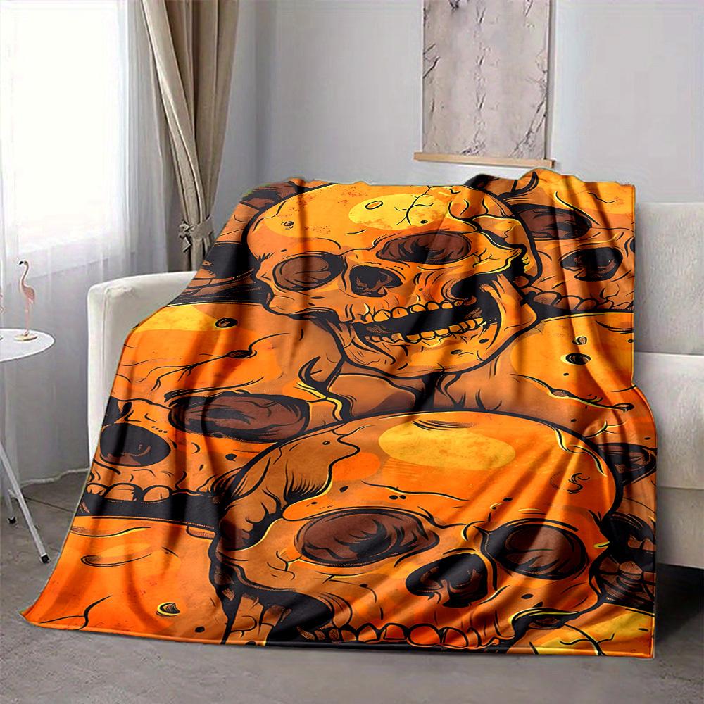 1pc Skull Horror Lightweight Flannel Blanket, Comfortable and Warm Blanket, for Office and Camping Sofa Bed, Livingroom164