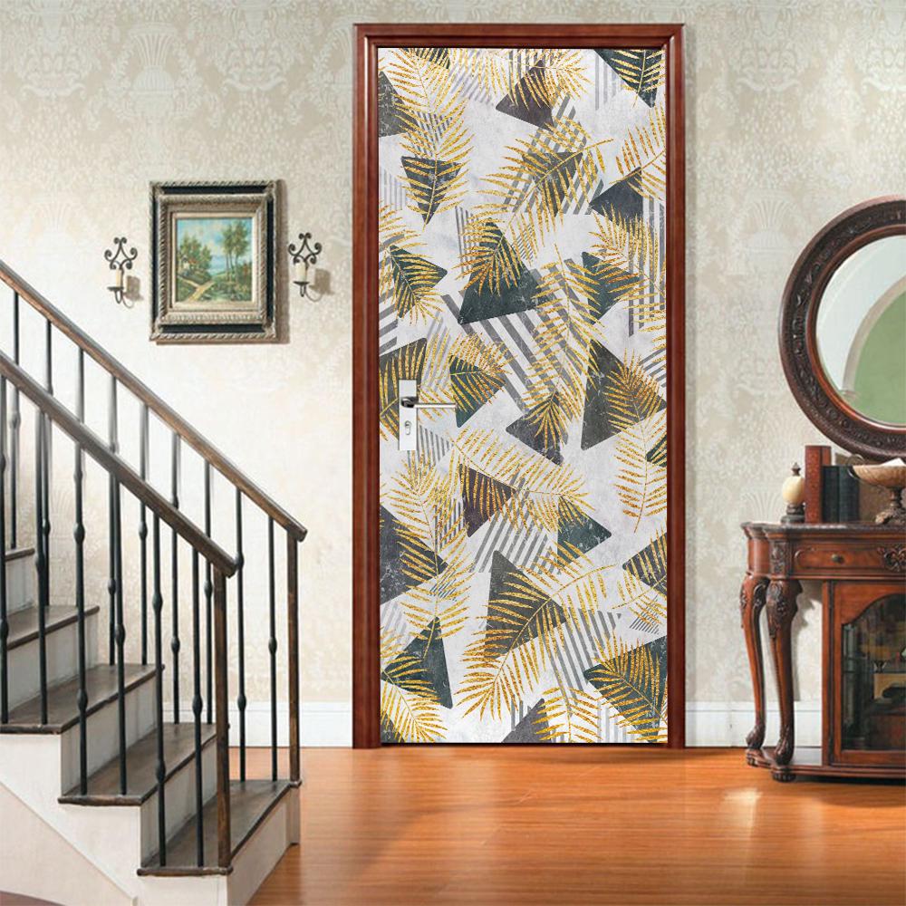 3D Door Mural Sticker Peel and Stick Door Wallpaper Golden Buddha Castle Moon Mermaid Flower Home Decor Removable