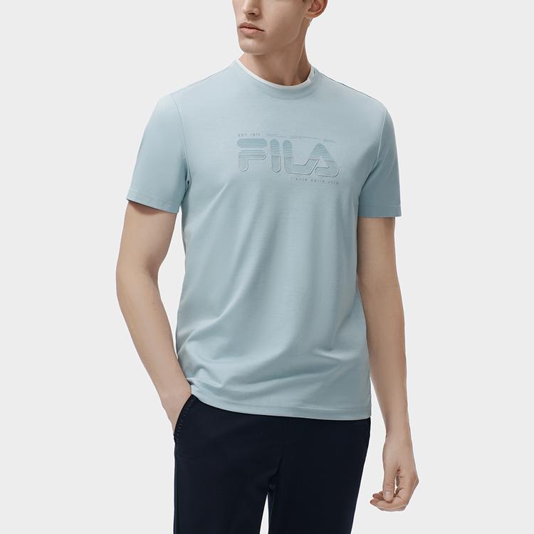 New FILA T Shirt Men's Light Sky Blue F11M317101F-LB