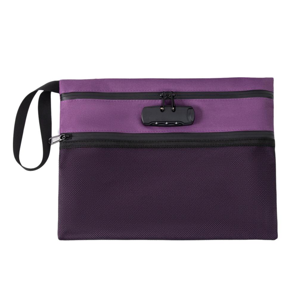Password Lock Security Document Bag Large Capacity Portable File Folders  Cards Storage