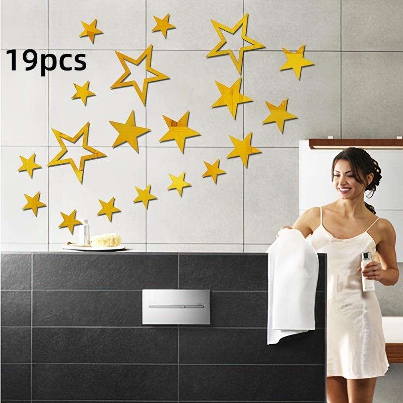 19Pcs 3D Acrylic Mirror Star Wall Stickers Self Adhesive Star Decals Removable DIY Mural for KidsBedroomLivingRoom HomeArt Decor
