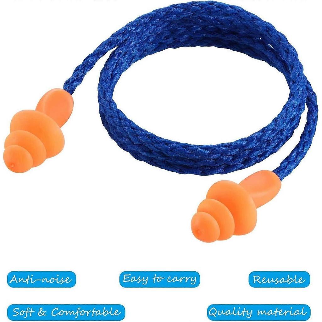 Corded Ear Plugs Silicone Noise Reducing Soft Hearing Protection Earplugs Reusable Rubber