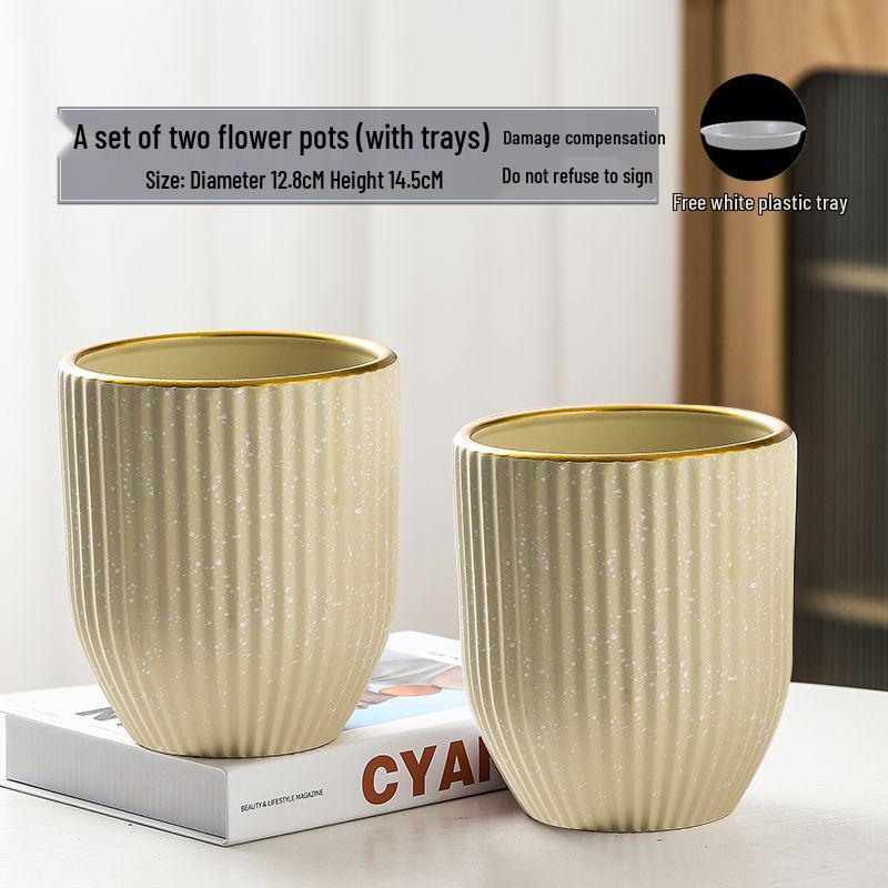 Nordic High-Leg Ceramic Orchid Pot: Durable, Artistic for Home or Balcony Use